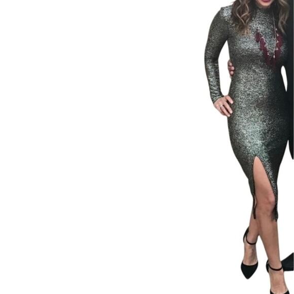 Glam Metallic Topshop Bodycon Dress – Holiday  NYE Party US 2 - Picture 8 of 9